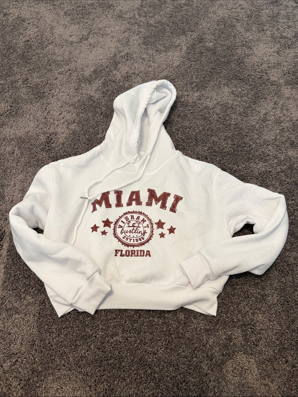 SHEIN White Hoodie with Red Miami Florida Graphic